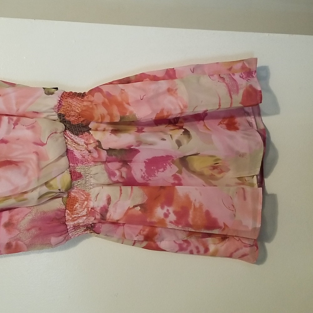 New BCBG MAXAZRIA Secret Garden Pink Floral Watercolor Paint Print Dress - Picture 5 of 12